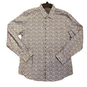 Calvin Klein Mens Extreme Slim Fit Button Up Geometric Pattern Shirt Size Large